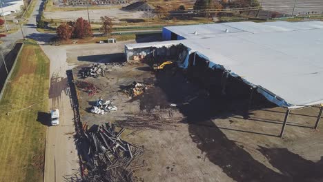 aerial view of building deconstruction site