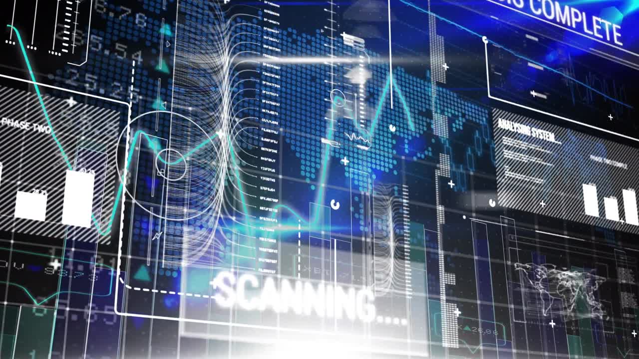 검은색 배경에 데이터 처리의 애니메이션