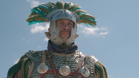 roman soldier in reenactment costume