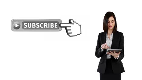 botón de suscripción con la mano apuntando en las redes sociales 4k