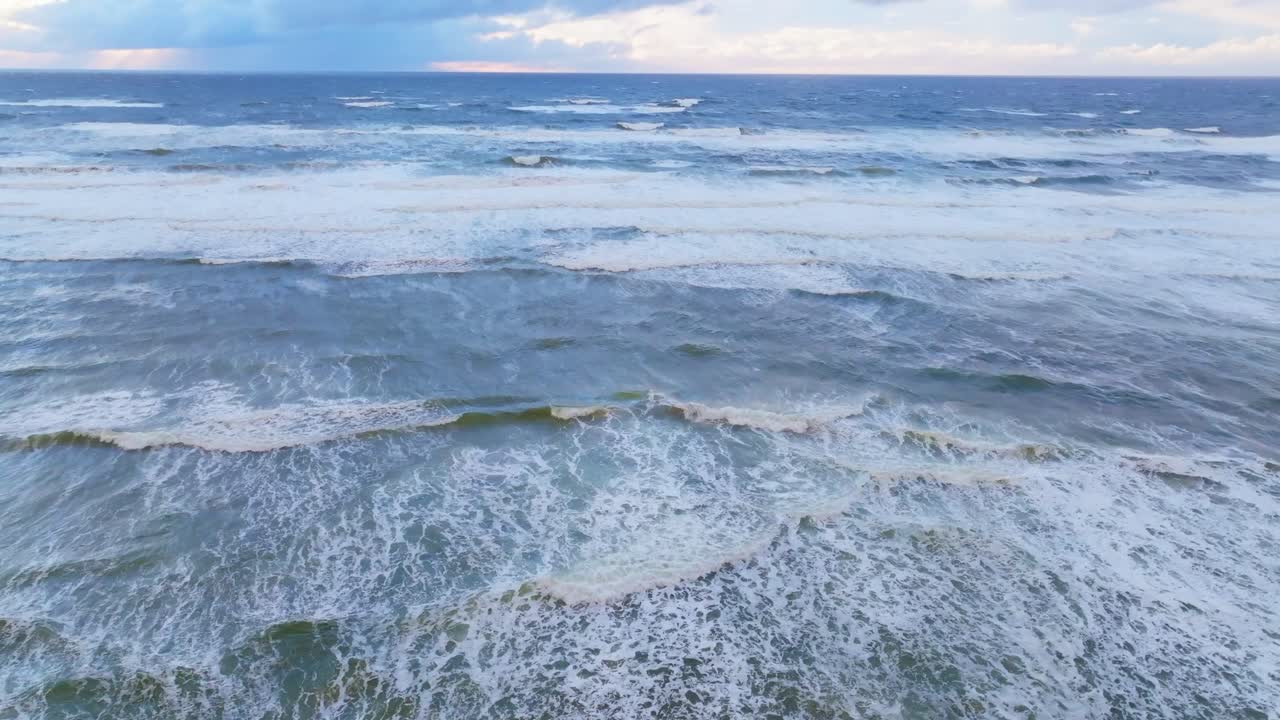 Drone View of Oregon Coast Waves with Upward Camera Pan