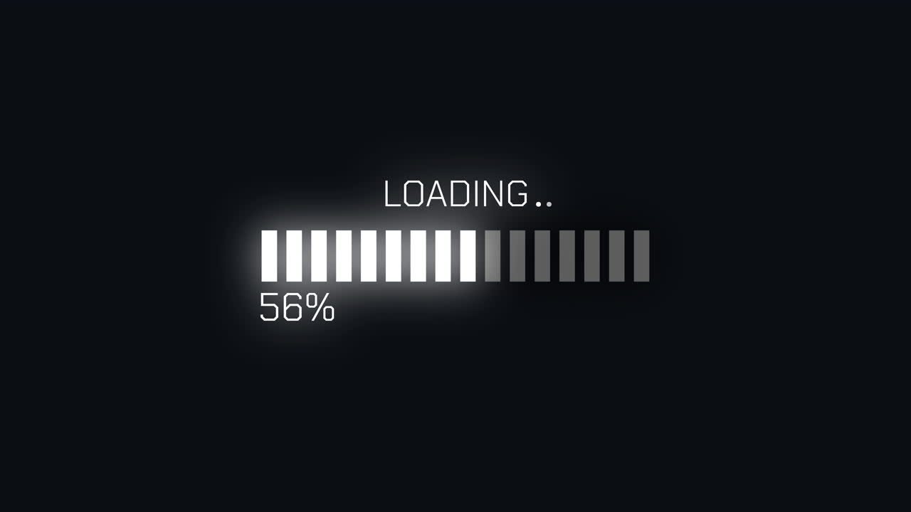 Digital Loading Progress Bar Animation on Dark Background