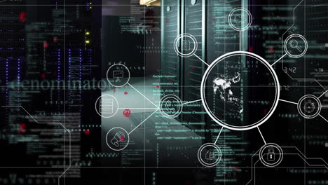 Animation of data processing over server room