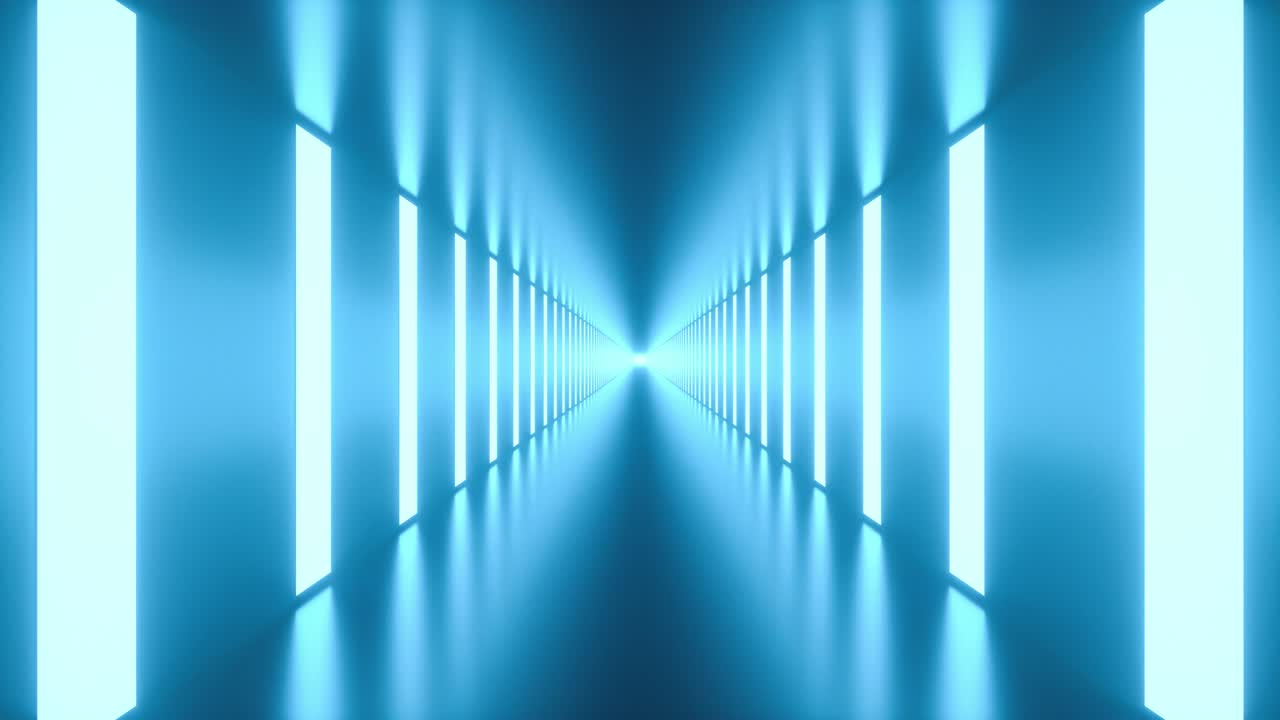 animación de video 4k. video de bucle de un túnel con luces brillantes en los laterales. concepto futurista.