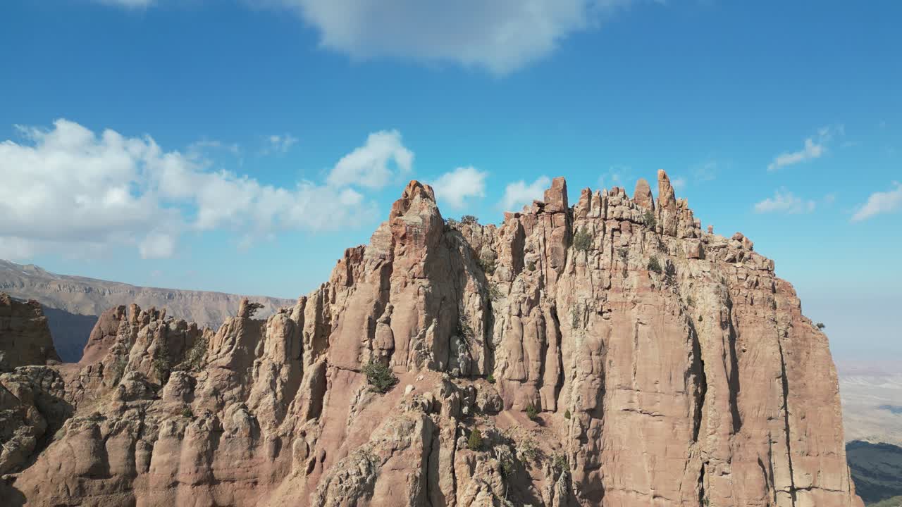 Siah Koh mountains Afghanistan Drone Aerial flight over wilderness and arid, remote barren desert ridges, Badghis
