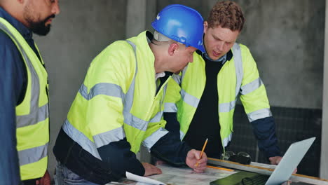 construction workers reviewing plans