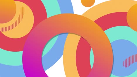 animation of multiple colourful moving circles on white background