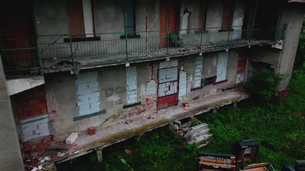Workers derelict exterior apartments decay document Industrial decline