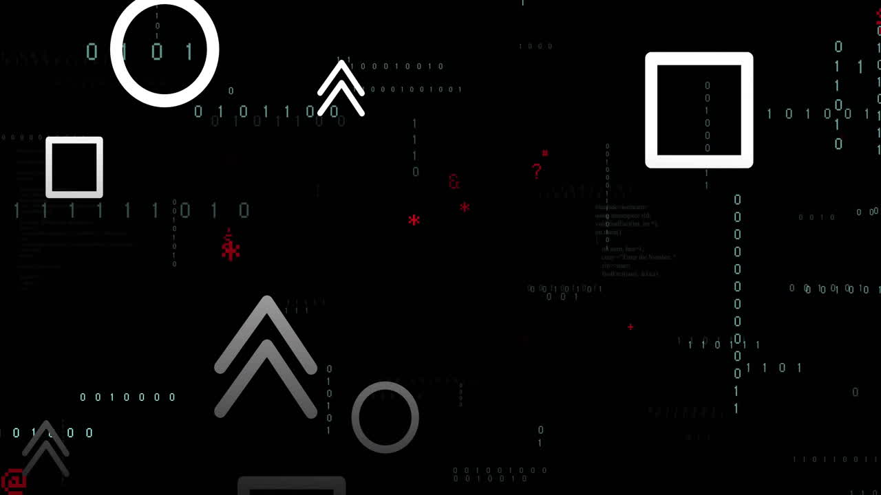 animación del procesamiento de datos digitales y marcadores sobre fondo negro