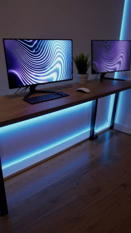 modern gaming/home office setup with dual monitors