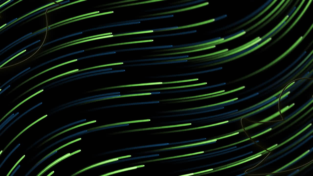 Animation of neon birds and lines moving over black background