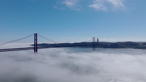 drone shot of the haze over the river tejo in lisbon, portugal.