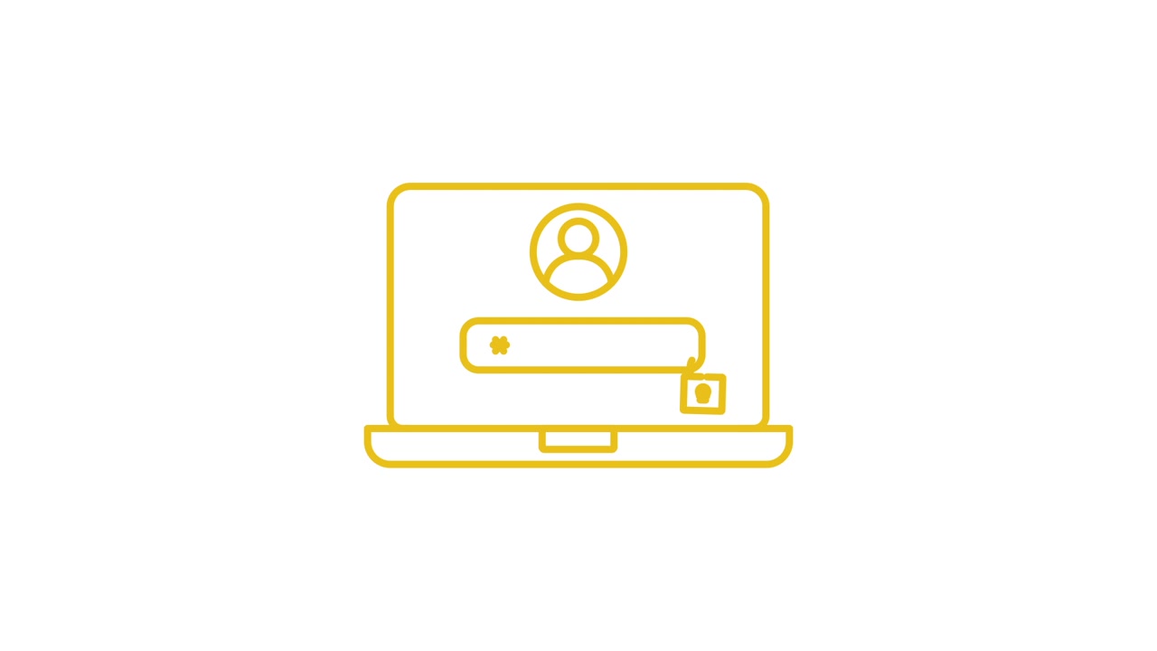 Animated Laptop Login Screen with Password Entry and Security Icon