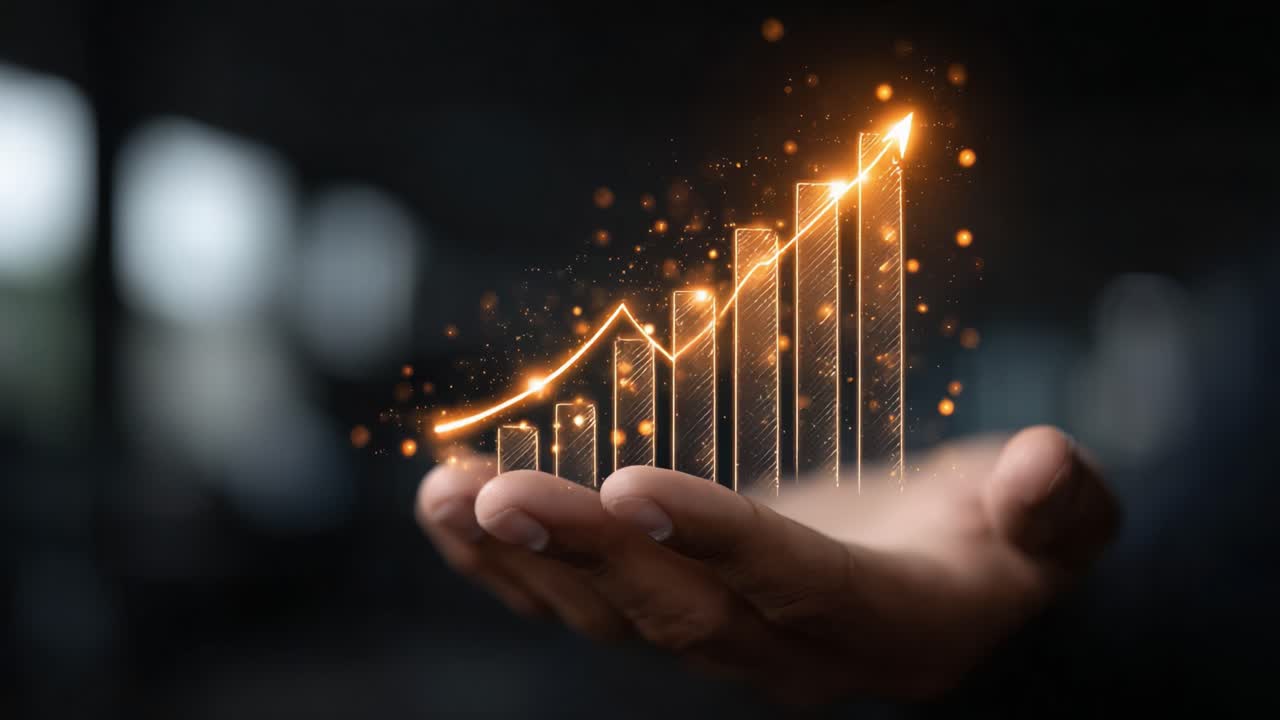 Visual Representation of Growth: A Dynamic Chart Displayed in Hand Illustrating Rising Trends and Positive Progress in Business or Personal Development Metrics