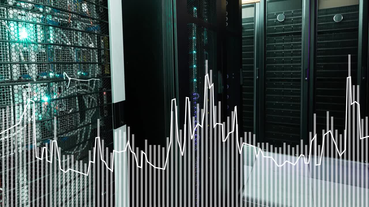Animation of statistical data processing against computer server room