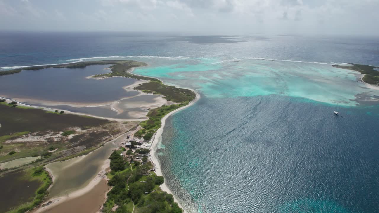Aerial View of Tropical Island Coastline