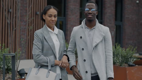 business couple walking