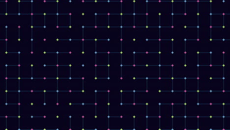 Rainbow crosses geometric pattern with connected lines
