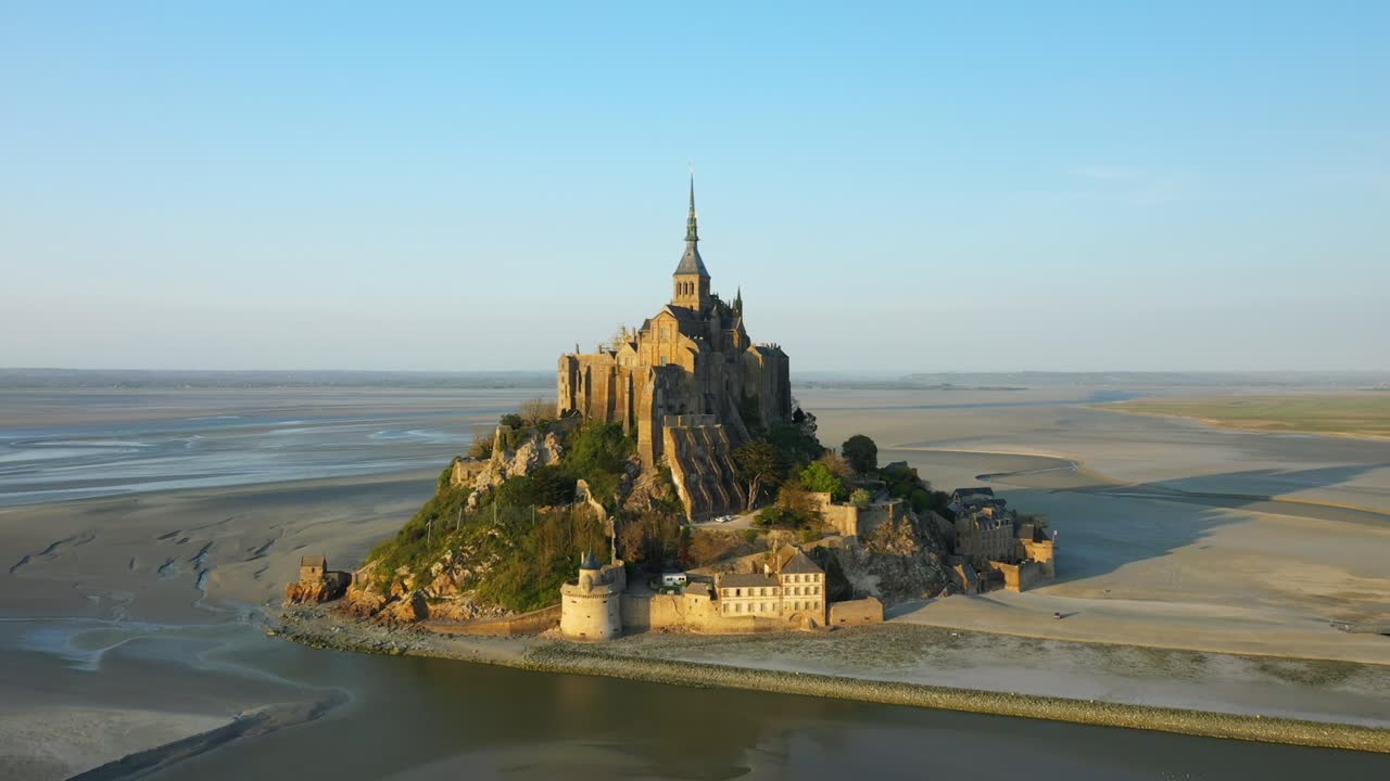 산 세인트 미은 유럽, 프랑스, 노르망디, 만치, 봄에, 은 날에 상승하는 조류와 함께.