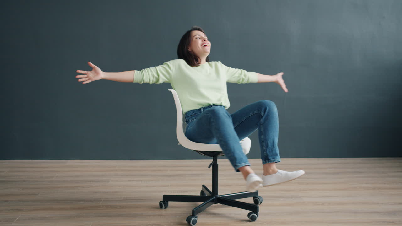 Woman having fun on a chair