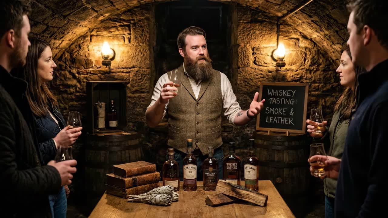 Thử Rượu Whiskey trong Hầm Rượu Cổ Điển