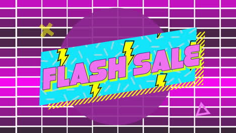 animación del texto de venta instantánea sobre las formas