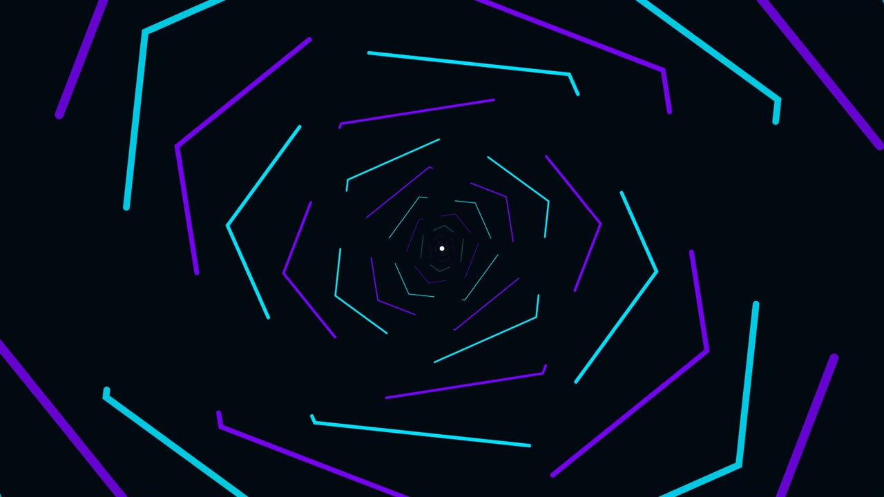 Abstract Rotating Neon Geometric Tunnel Animation