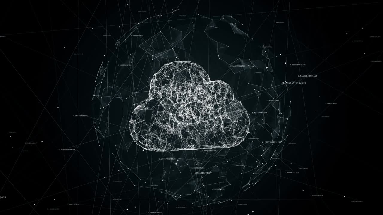 computación en la nube, animación técnica del símbolo de la nube