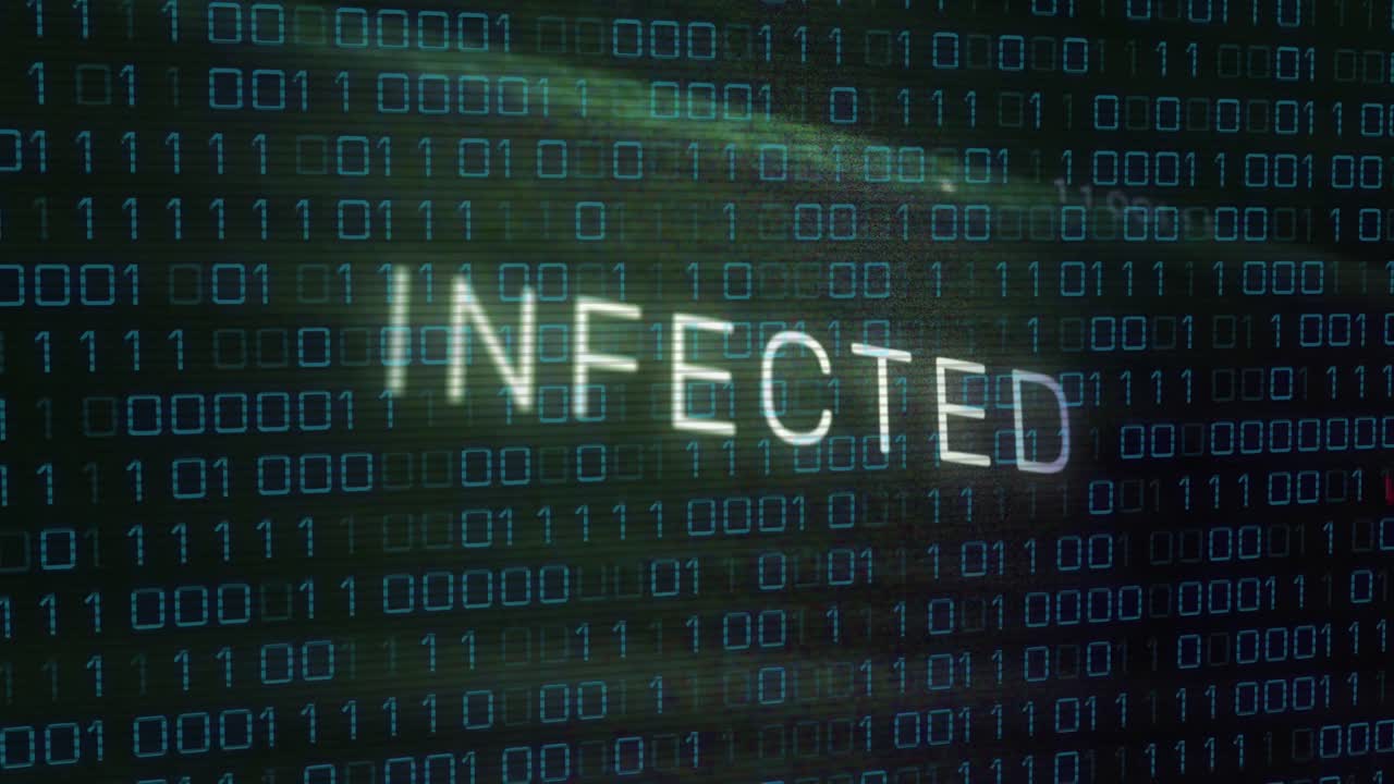 animación del procesamiento de datos sobre texto infectado