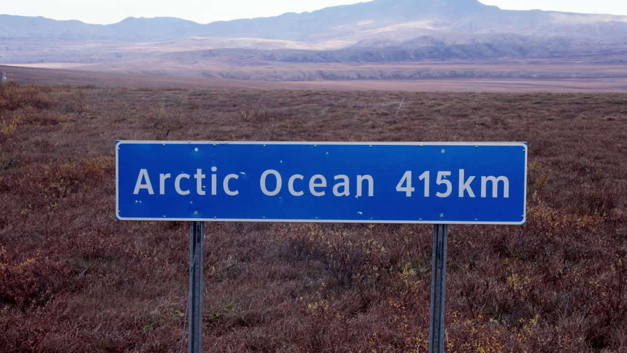 Arctic Ocean Road Sign In Yukon, Canada - Close Up