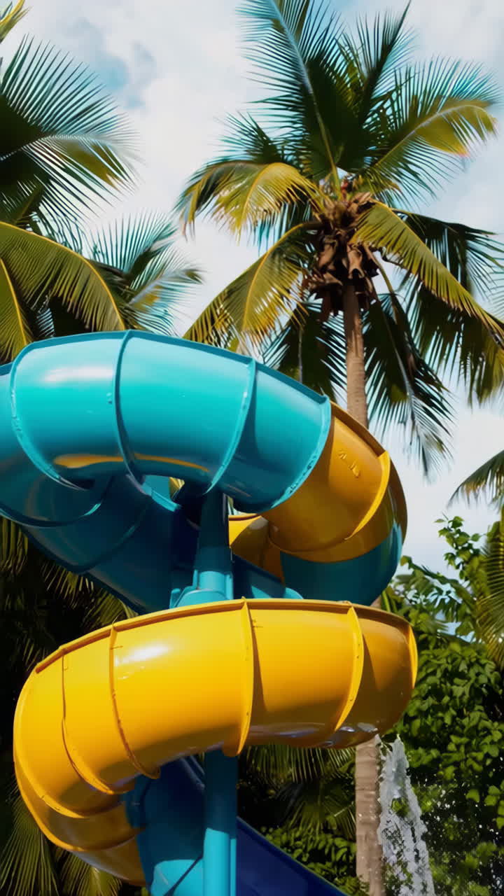 Colorful Water Slide at a Tropical Resort