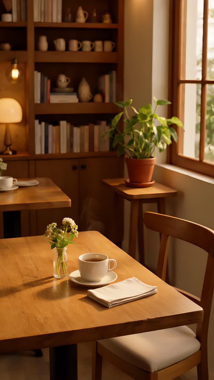 Interno di caffè estetico con atmosfera accogliente 4K