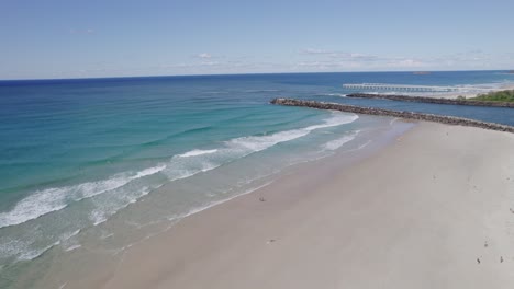 scenic view of duranbah beach near tweed river in nsw, australia - aerial drone shot