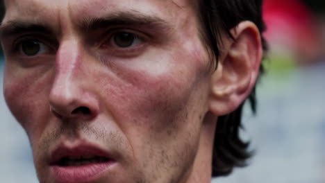 close-up of a tired runner