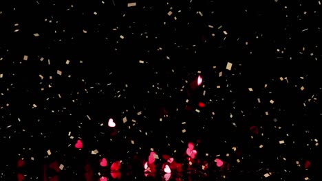 animation of confetti falling and red hearts on black background