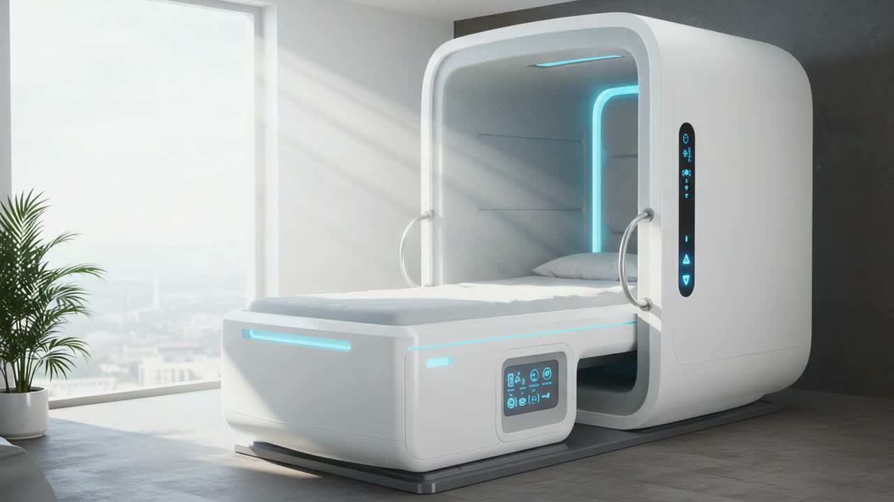 Futuristic Sleep Pod Design: Innovative Sleeping Solutions with Smart Technology and Sleek Aesthetics for a Modern Bedroom Environment