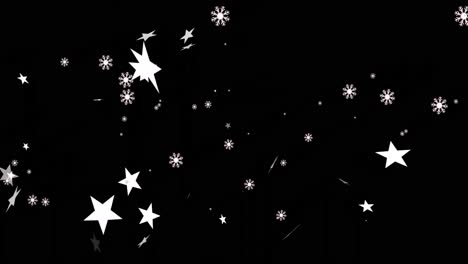 animación de estrellas de navidad cayendo sobre un fondo negro