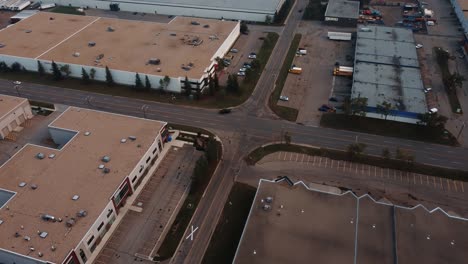 Flying-over-the-crossroad-in-the-industrial-area-in-summertime