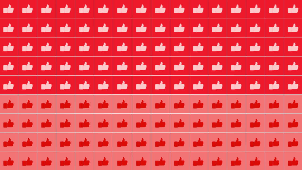Retro social like icons pattern on red gradient