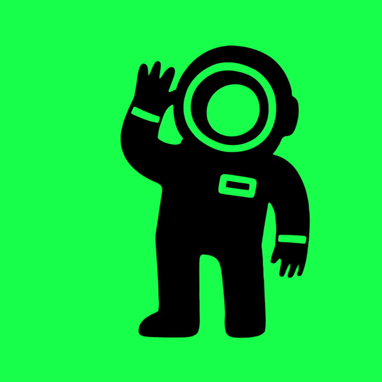 Astronaut silhuet animation, transparent 4K-video, green screen
