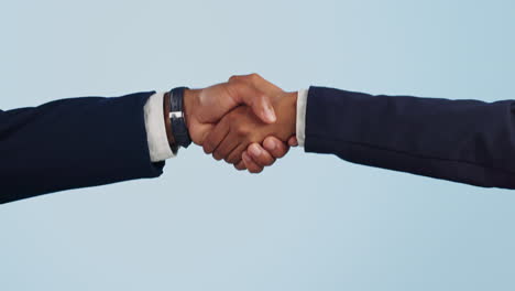 Business-people,-shaking-hands-and-studio-deal
