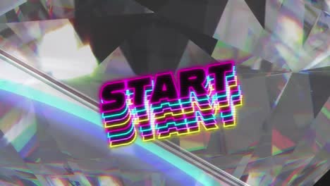 Animation-of-start-text-over-glowing-crystal