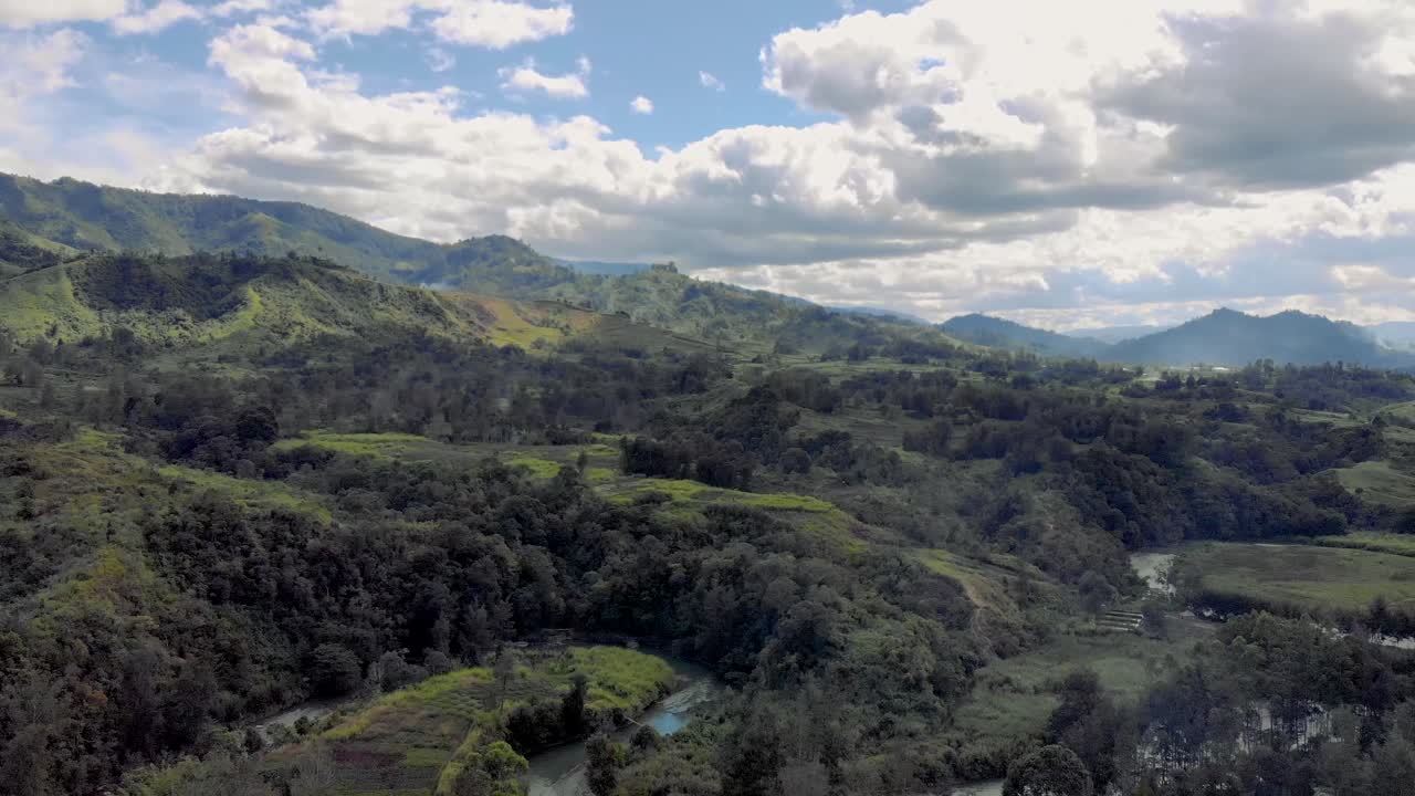 Papua New Guinea highlands mountain aerial panoramic landscape