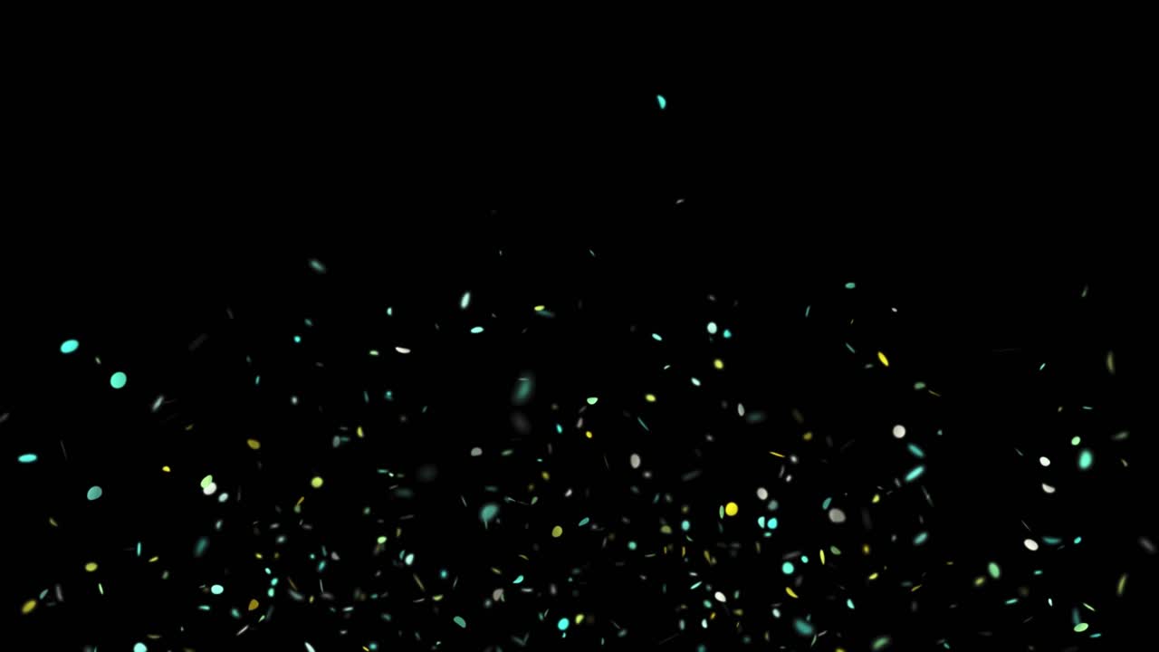 다이내한 컨페티 폭발 - 당신의 휴가 프로젝트를위한 축제 4k 애니메이션! 스타일리시한 검은색 배경에 반이는 광채와 기의 소용돌이에서 다채로운 파티 컨페티 캐스케이딩