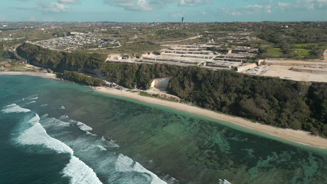 South Uluwatu Cliffs With Major Industrial Construction Project Going Ahead Bali Indonesia 4K 60FPS