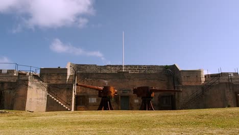 bermuda's alexandra battery was armed with 9-inch muzzle loading guns. mounted behind iron battery shields, and completed in  in the 1860s.