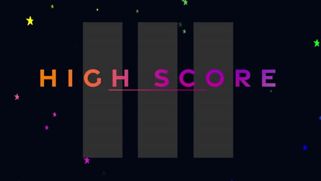 animación del texto de puntuación alta sobre las estadísticas y las estrellas.