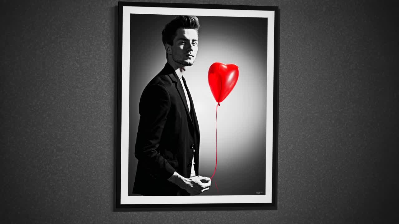 은 심장 풍선을 가진 남자