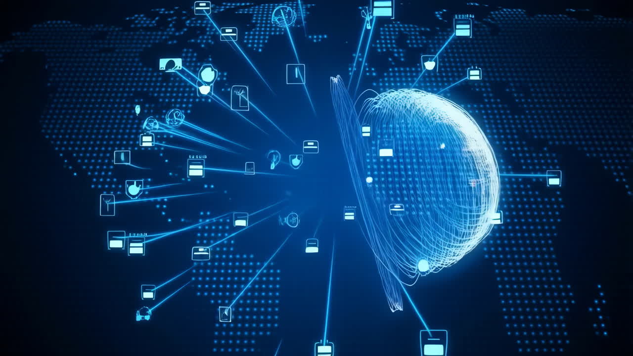Global Digital Network and Data Flow Across the World