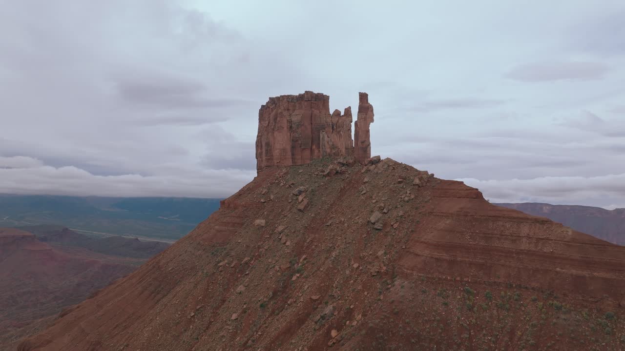 Drone shot of rocky Moab landscape showing natural beauty